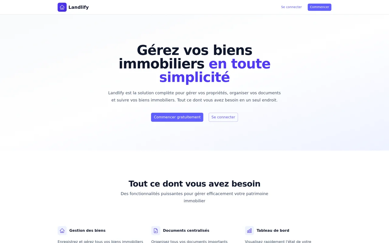 Home page of Landlify