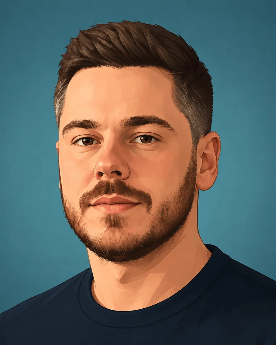 Illustrated portrait of Maxime Bignolet